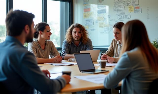 Students collaborating in a modern workshop setting