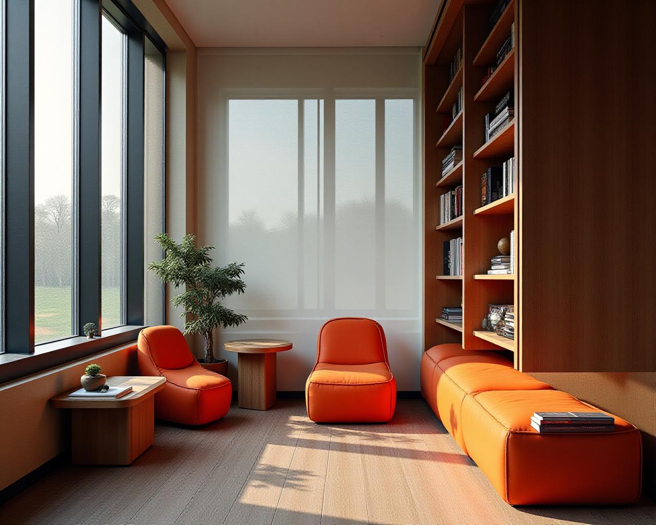 A serene study environment blending Western and Eastern design elements